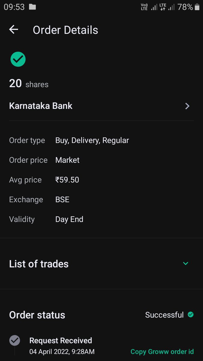 Shiwamask's tweet photo. @_groww hello #groww #support
I am shivam grows investor I have bought 20shares of #ktkbank but I didnt get dilviery yet what should I do now ???
 Boid - 1208870073343428 https://t.co/JmdYyePC0D