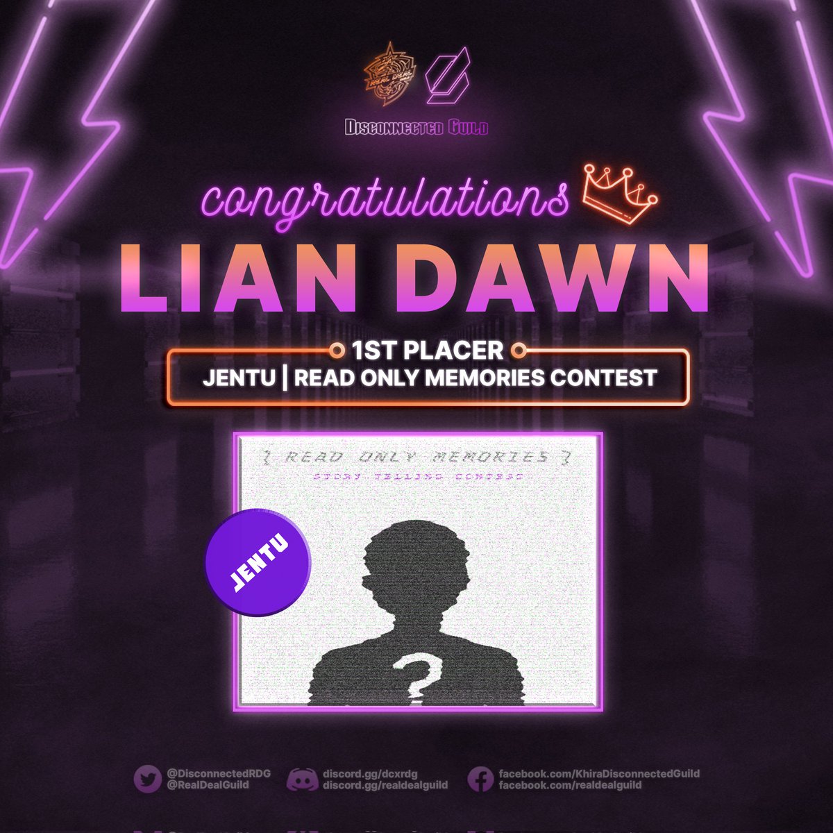 DisconnectedRDG's tweet photo. Hard work beats talent if talent does not work hard 💪🏻

We represent to you one of our members, who just won [ READ ONLY MEMORIES ] contest from Jentu and also the 6th placer from TAG's low cost cosplay event... LIAN DAWN! 🎉

#TAGLife
#Jentu
#RDGxDG
#Disconnectedguild https://t.co/NTcBs2SfKx
