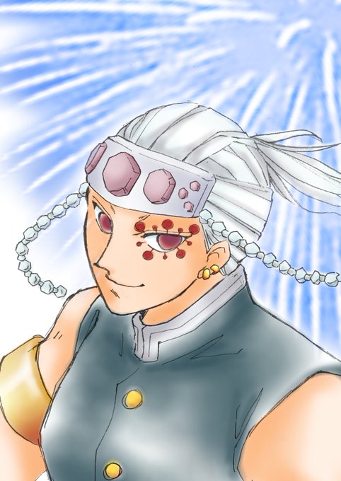 mammyさんがTwitterに投稿した宇髄天元(鬼滅の刃)のイラスト。