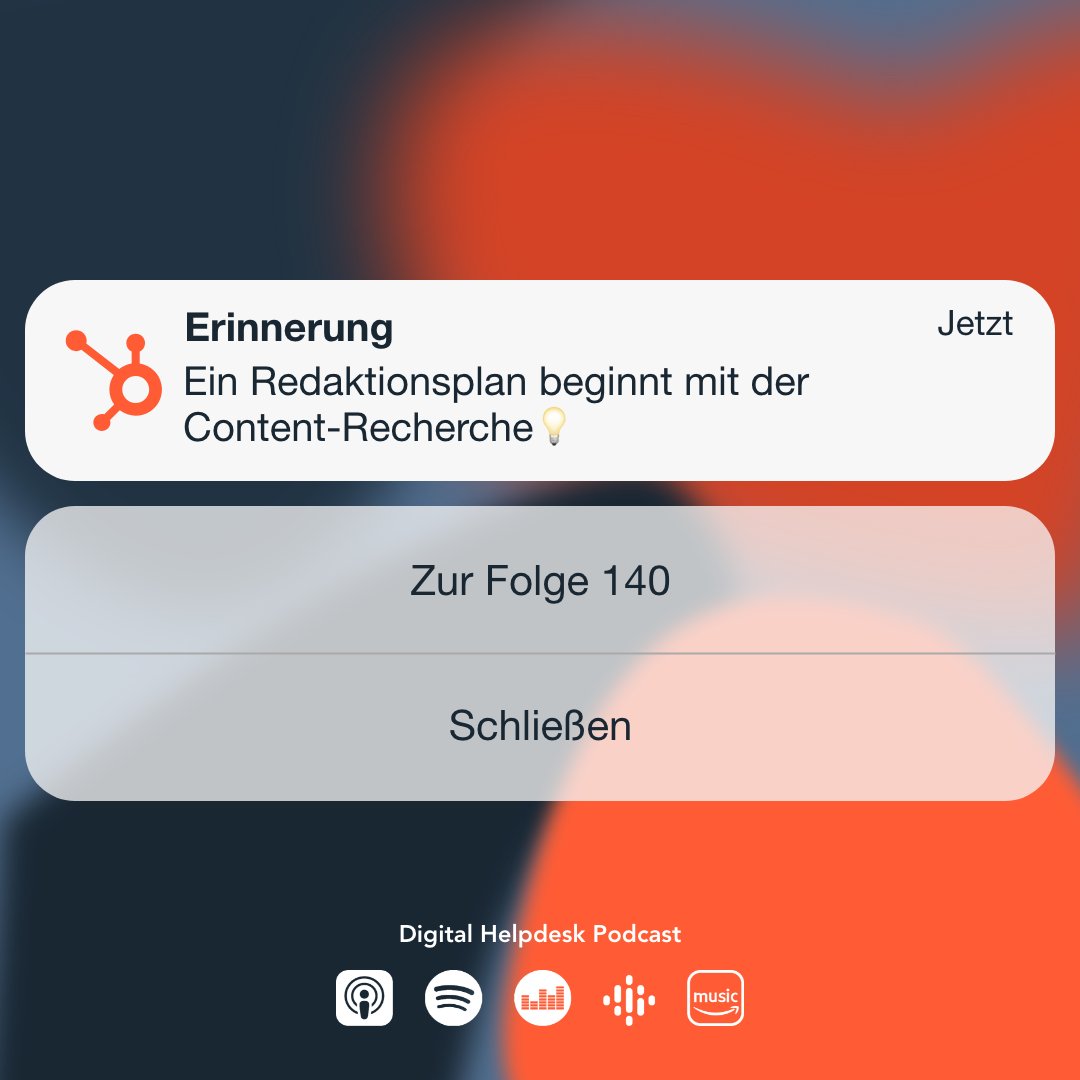 HubSpotDACH's tweet photo. In Episode #140 unseres #DigitalHelpdesk Podcast zeigen euch Janina und Jenny, wie die #Redaktionsplanung bei HubSpot entstanden und aufgebaut ist, welche Tools sich für die Planung bewährt haben und wie unsere #Content-Recherche aussieht.
Spotify: https://t.co/9MU5zL97WP https://t.co/Q7kwbXfnrw