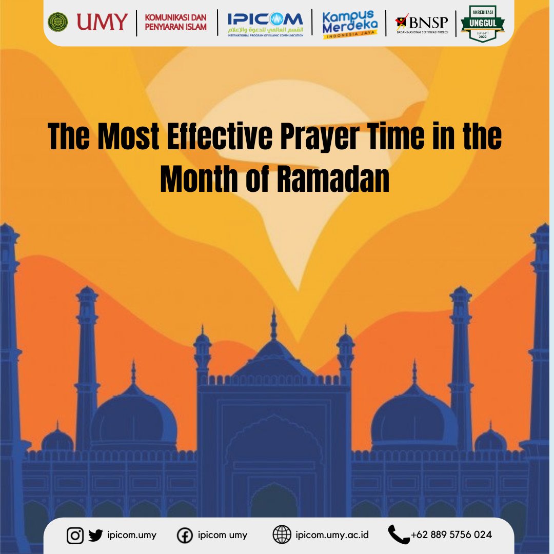 ipicom_u's tweet photo. Assalamu'alaikum IPICOMers!!
How is it your fasting?
This is the most effective prayer time in the month of Ramadan
#KPIUMY #ipicom #internationalprogram #UMYogya #mahasiswa #RamadanMubarak #Ramadhan #Ramadan #RamadhanKareem #ramadhan2022 #Ramadhan1443H #RamadhanMubarak https://t.co/lwTh0uOqGf