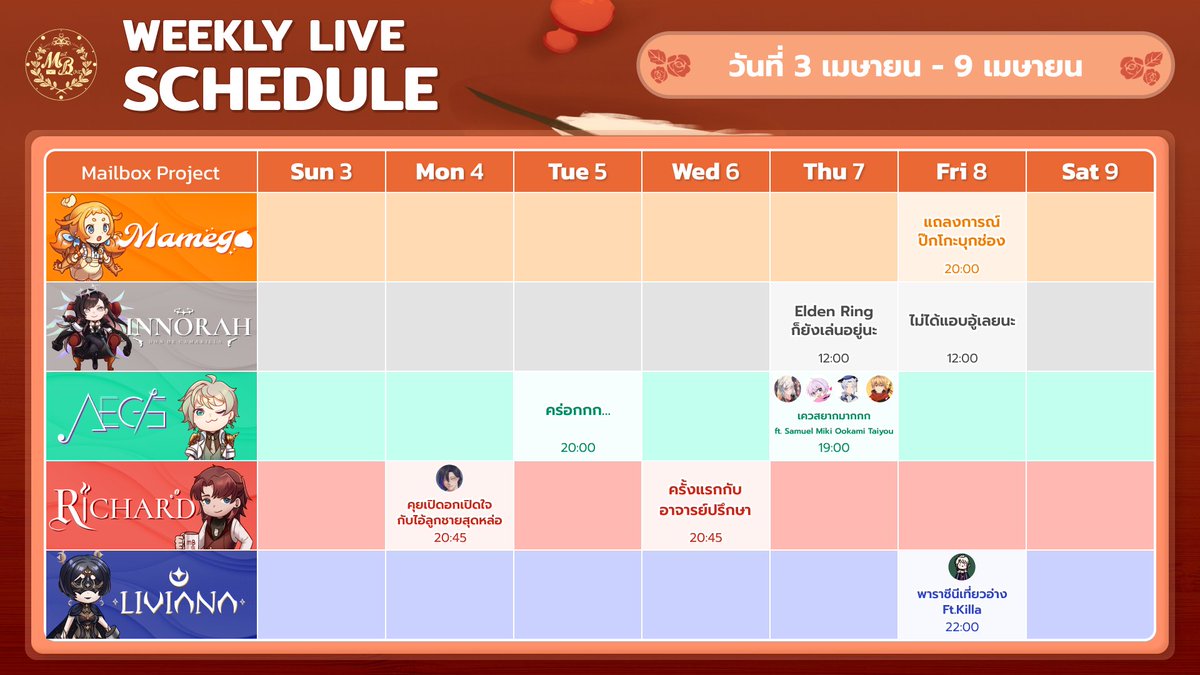 Mailbox_project's tweet photo. สวัสดีครับ ทุกคน ทำไมช่วงนี้อากาศมันแปลกๆ นะ
เดี๋ยวร้อนเดี๋ยวหนาว
อย่าลืมรักษาสุขภาพกันนะครับ
และนี่คือตารางไลฟ์ของพวกเรา
***ตารางไลฟ์อาจมีการเปลี่ยนแปลงในอนาคตนะครับ
#MailboxProject #Vtuber #VtuberTH #VtuberThai https://t.co/s7TcHaGRI7