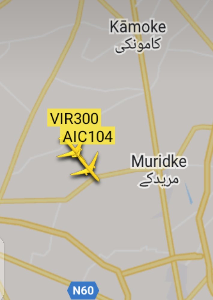 TahoorNaik's tweet photo. The race between #VIR300 and #AIC104 over #OPLA
#Lahore 
#Uniqueflights
#avgeeks https://t.co/KaIyEzdGMN