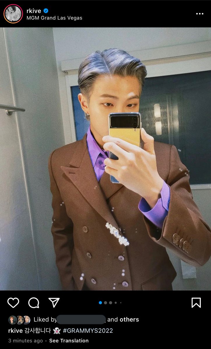 btsinthemoment's tweet photo. [rkive] instagram post 

📍 MGM grand las vegas 
🐨 thank you 👻 #/GRAMMYS2022 https://t.co/8EDjOi99a6