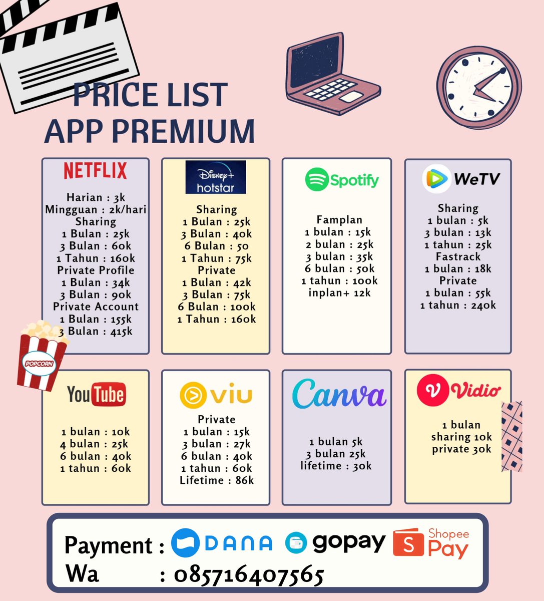 Halo, jual aplikasi premium yang lagi butuh dm aja ya
🌴 murcee 
🌴 100% trusted
🌴 full garansi
🐾 payment via gopay, shoopeepay, dana

( dm? tag/mention )
#zonauang #zonajajan