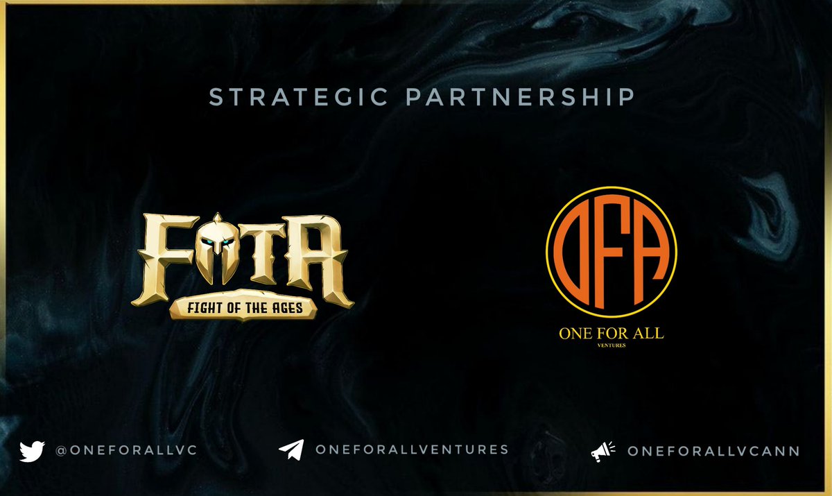 OneForAllVC's tweet photo. 📢 We are thrilled to announce a strategic partnership with none other than #FOTA @fightoftheages 

We may be your last chance to jump into the FOTA world. #OFA #OneforallVC

Join here : https://t.co/qCIkPPUlxB https://t.co/SWmJ3aQ350