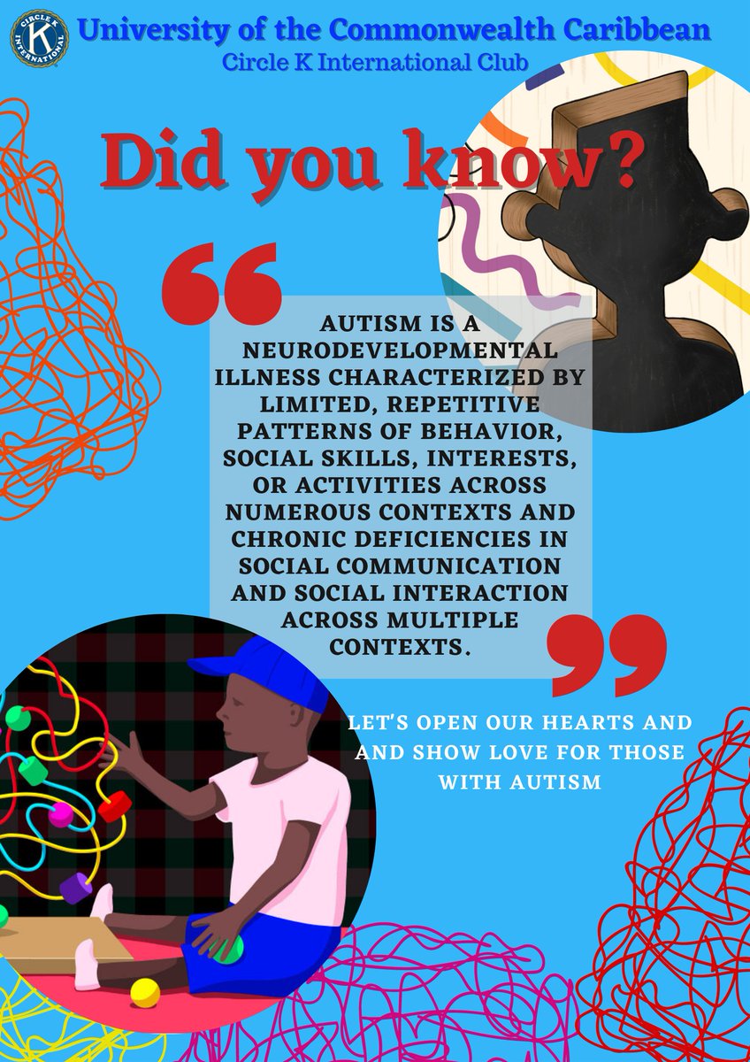 CirclekUcc's tweet photo. Autism month is all about educating ourselves about the disorder to be better able to meet those affected where they are without judgment. #ckiinternational #UCCCKI #UCC #autismawareness #autismacceptance #autismlove https://t.co/kqnTy0icR9