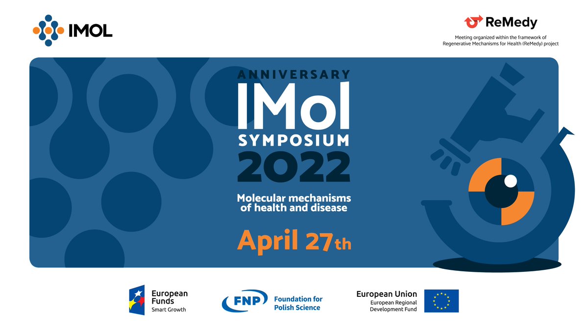 Save the date and join the Anniversary IMol Symposium on April 27th, 2022.  Please visit our website to learn more about the agenda and the speakers. The Symposium is open to the public. Register and join us:  imol.institute/symposium
<a href="/ReMedy_IRAP/">ReMedy</a> <a href="/FNP_org_pl/">FNP Foundation for Polish Science</a> <a href="/PAN_akademia/">Polska Akademia Nauk</a>
