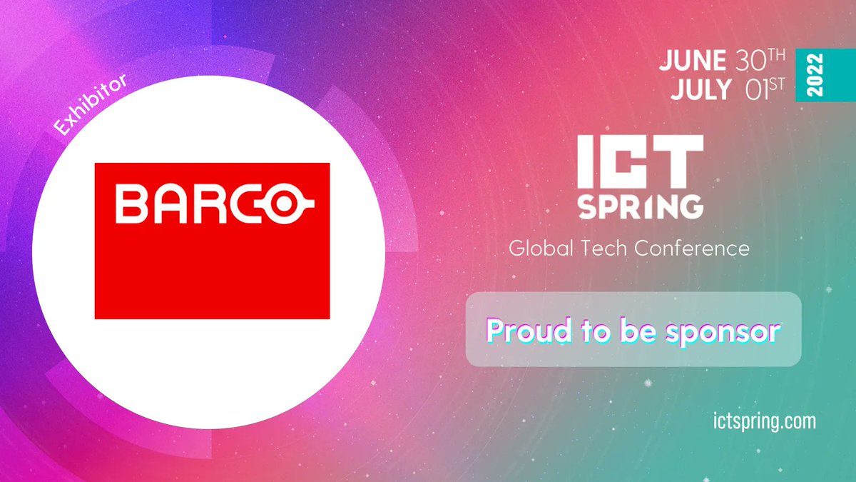 ICTSpring's tweet photo. Specialized in #Tech #Health & #DigitalCinema sectors, @Barco will be represented in the Tech area of #ICTSpring2022 ๐คฏ REGISTER NOW to discover great #Innovations of various sectors ๐ย https://t.co/caYp2HWKa3 #IT #ICTSpring #B2BEvent #TechEvent #FarvestEvent #ICT #ITSummit #IT https://t.co/kzvtihhV4S