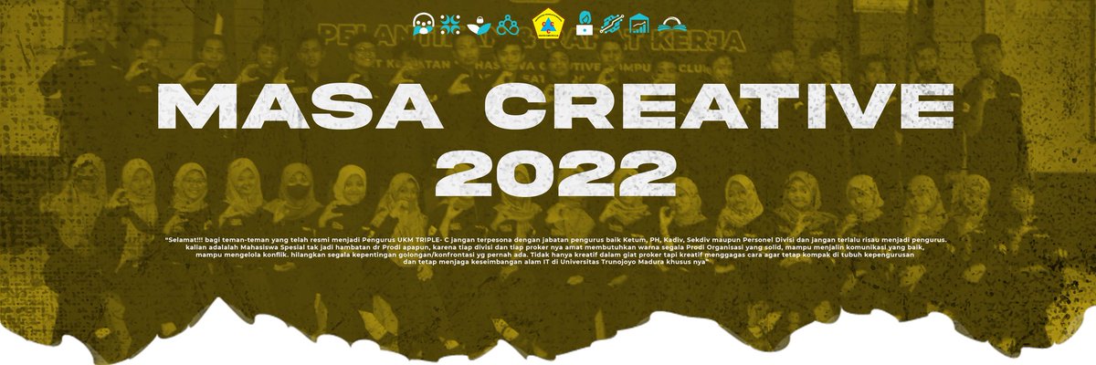 ukmtriplec1's tweet photo. Yang tersulit dari sebuah perpisahan, adalah melupakan sebuah kenangan. 

Maka dari itu yukk sobat creative kita membuat cerita baru bersama. Salam kenal dari kami pengurus UKM Triple-C masa creative 2022.

#ukmtriplec
#masacreative2022 https://t.co/kYPor9RexX
