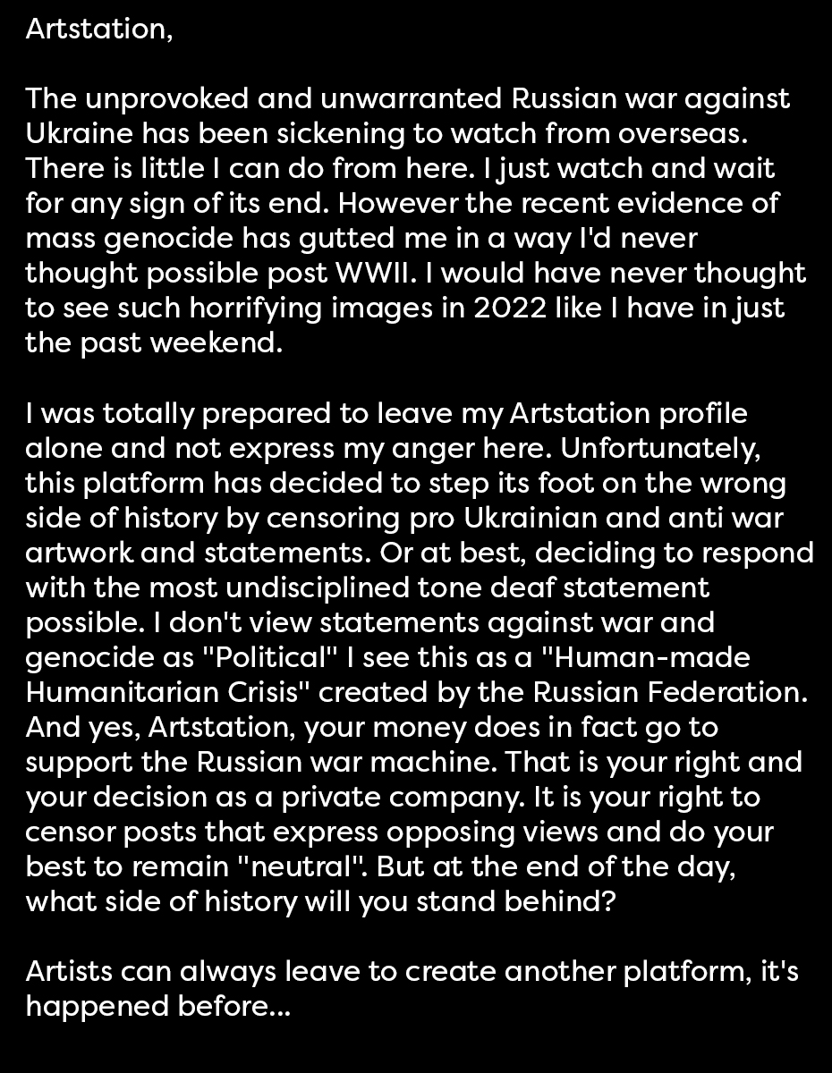 letter to <a href="/ArtStationHQ/">ArtStation.com</a> from someone who never expresses their opinions online but nevertheless feels compelled to now.