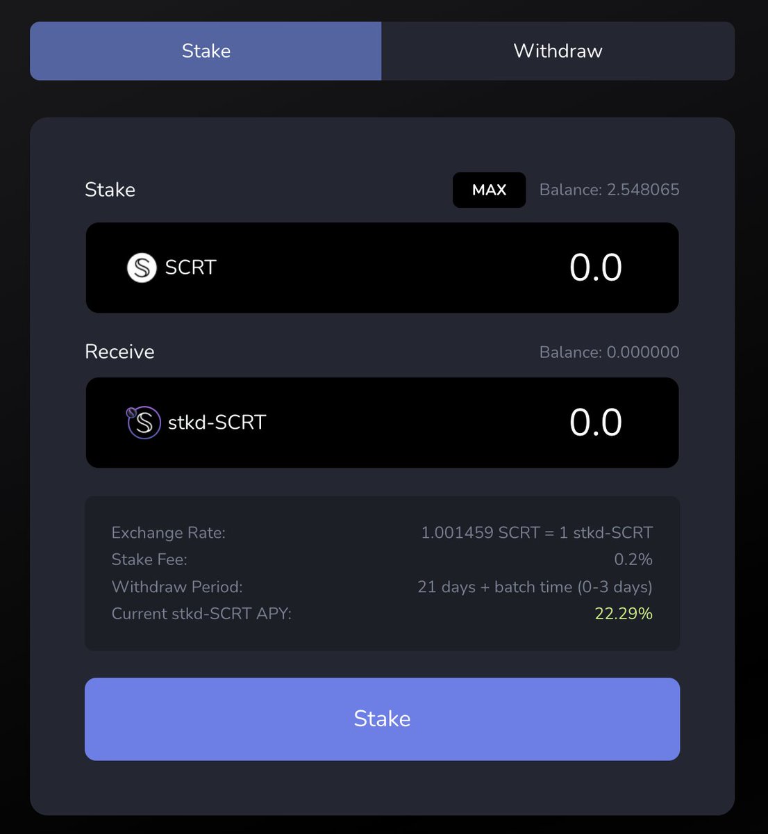 CosmosEcoChat's tweet photo. Cosmonauts❗️
Staking Derivatives for $SCRT is now live at https://t.co/XEvqIgioVj❗️
Staking $SCRT (currently @ 22.29% APY), you will receive stkd-SCRT
With your stkd-SCRT, provide LP on sSCRT+stkd-SCRT pair at https://t.co/48E3Gscjt7 to earn rewards on top of your staked SCRT. https://t.co/JWdTBASnZy