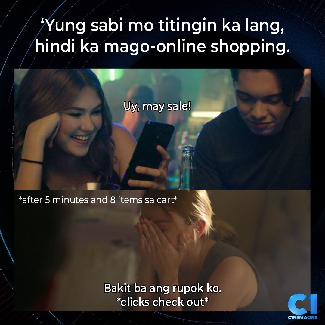 c1nemaone's tweet photo. Oh sale today ha! ''Yung tingin-tingin na 'yan, alam mo na ang kahihinatnan. π
Panoorin ang #CarGel sa "Exes Baggage", mamayang 5PM sa #CinemaOne! https://t.co/m3cQcBTR1V