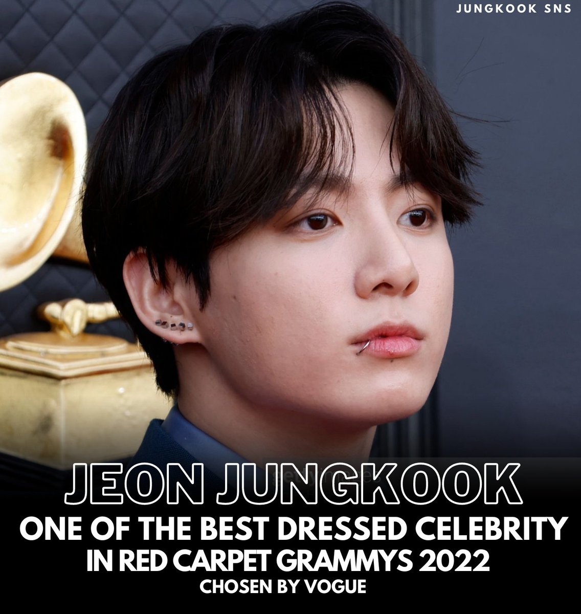 Jungkook_SNS's tweet photo. VOGUE has chosen Jungkook as one of the 'Best Dressed Celebrity' on the Red Carpet of Grammys 2022. https://t.co/DjLBs9eVSQ