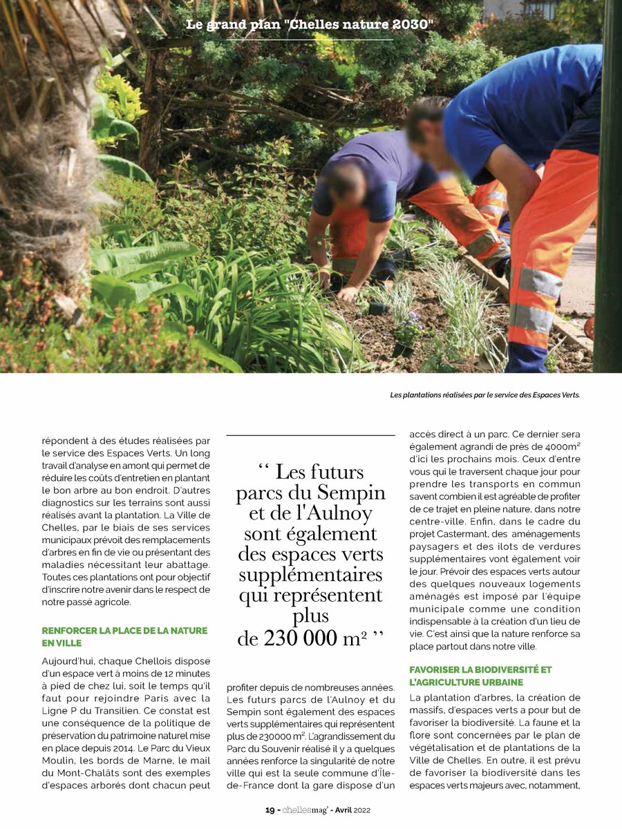 VilleChelles's tweet photo. [Dossier du Chelles mag d'avril 🗞]
Le dossier du chelles mag d'avril est consacré au lancement du grand plan " Chelles Nature 2030 ".
👉 Découvrez-le sans plus attendre : https://t.co/E67iV4flNt
--
#chellesmag #information #magazine #villedechelles #ville https://t.co/JUnNVAgUVD