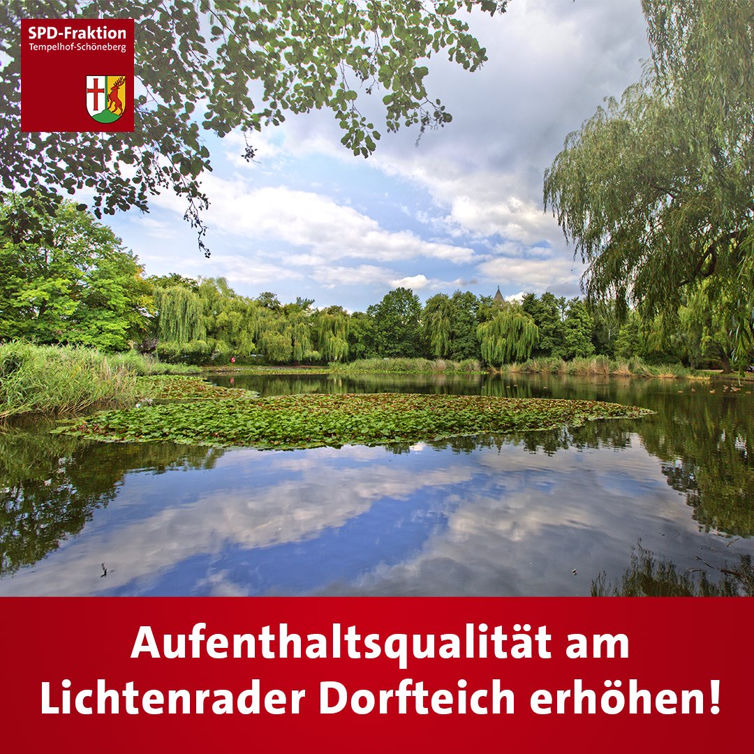 Die SPD-Fraktion fordert nun in einem Antrag im Zuge der geplanten Sanierungsmaßnahmen des Lichtenrader Dorfteichs auch die Aufenthaltsattraktivität zu erhöhen und beispielsweise eine neue Sitzgruppe, einen Schachtisch und eine Boule-Bahn für den Park einzuplanen.