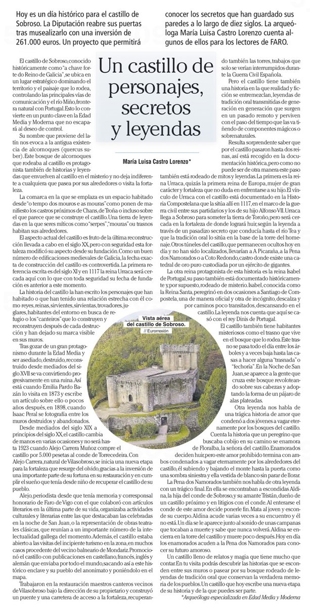 Deputación Pontevedra (@depo_es) on Twitter photo <a href="/carmelasilva/">Carmela Silva</a> 🏰 "Un castelo de personaxes, secretos e lendas". Compartimos convosco esta marabillosa columna da arqueóloga María Luisa Castro no <a href="/Farodevigo/">Faro de Vigo</a> sobre o #CastelodeSobroso, que hoxe reabre as súas portas trala musealización
⏰ Entérate de todo no noso Twitter ás 11:00 h! <a href="/carmelasilva/">Carmela Silva</a> 🏰 "Un castelo de personaxes, secretos e lendas". Compartimos convosco esta marabillosa columna da arqueóloga María Luisa Castro no <a href="/Farodevigo/">Faro de Vigo</a> sobre o #CastelodeSobroso, que hoxe reabre as súas portas trala musealización
⏰ Entérate de todo no noso Twitter ás 11:00 h!