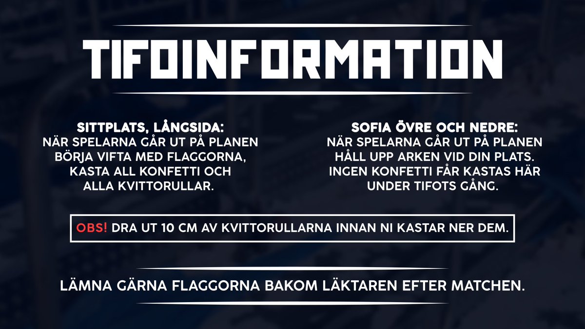 Sofialaktaren1's tweet photo. Sofia Tifo med viktig information till alla Djurgårdare som ska gå på kvällens hemmapremiär. Läs noga och sprid vidare! https://t.co/CukbDETR6E