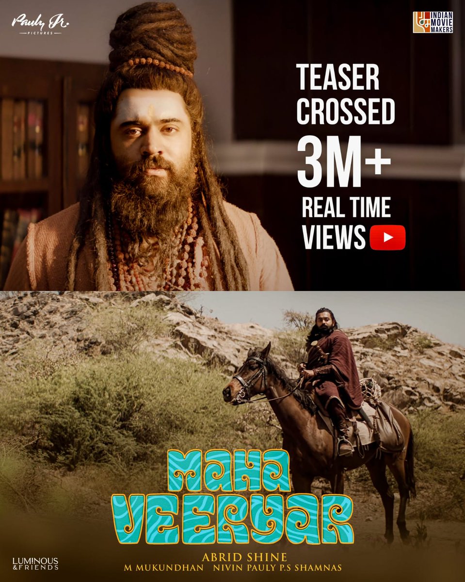DhafMedia's tweet photo. Top Malayalam Movie Teaser Views 24 hr
1) #Gold - 5.8M
2) #OruAdaarLove - 4.6M
*3) #Mahaveeryar - 3M   (17Hrs)*** 
4) #BheeshmaParvam - 2.9M 
5) #Kurup - 2.6

#Asifali #NivinPauly https://t.co/aO8sYfPpxy