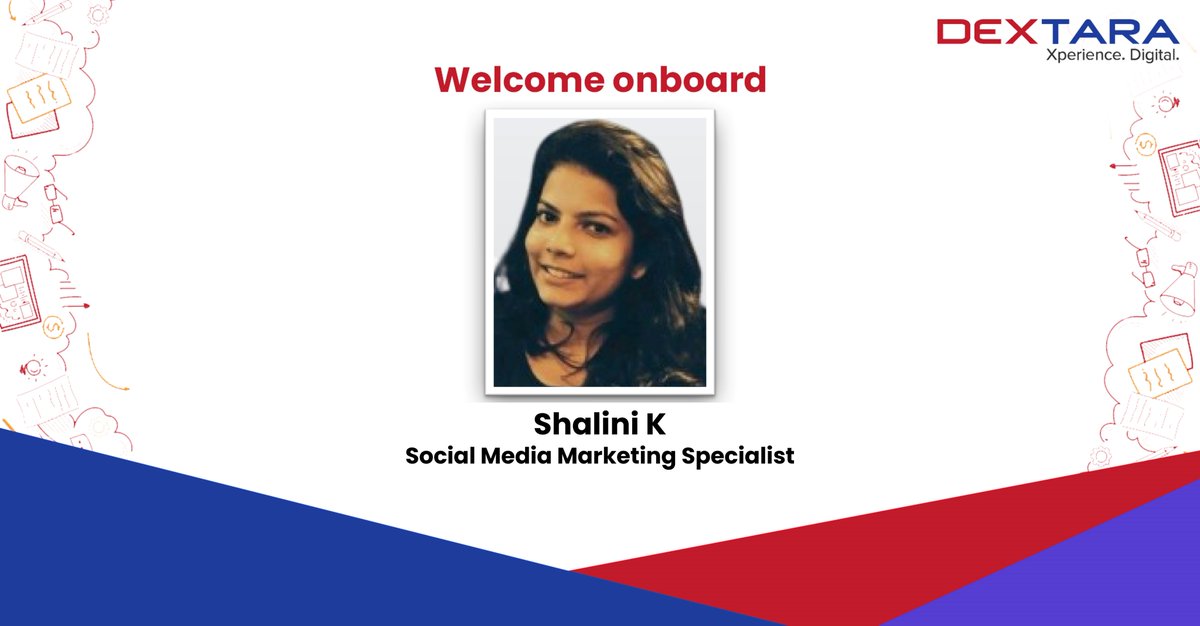 Dextara_Digital's tweet photo. Shalini Khillar has joined #Dextara as a #Social_Media Marketing Specialist. She has strong #digital_marketing expertise.
We warmly welcome Shalini to the #Dextara_family and wish her the best. https://t.co/eT5eJky88h