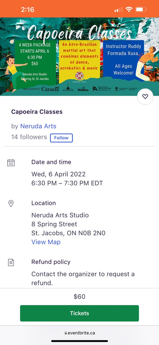 Capoeira lessons beginning on Wednesday! ok