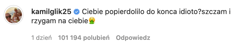 K_Stanowski's tweet photo. Czegoś takiego na Instagramie jeszcze nie widziałem. Ponad 100 000 polubień komentarza. https://t.co/4f8Uw6TFPq