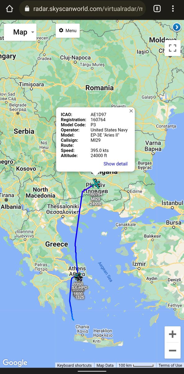 scan_sky's tweet photo. US Navy - EP-3E "Aries II" - 160764 - #MI29
Out Of Souda Bay 🇬🇷 & Heading Out For A Tasking Over Eastern Europe.
The EP-3E Is Equipped With Sensitive Receivers & High-Gain Dish Antennas, Used To Exploit A Wide Range Of Electronic Emissions From Deep Within Targeted Territory https://t.co/K0gt9GAaOs