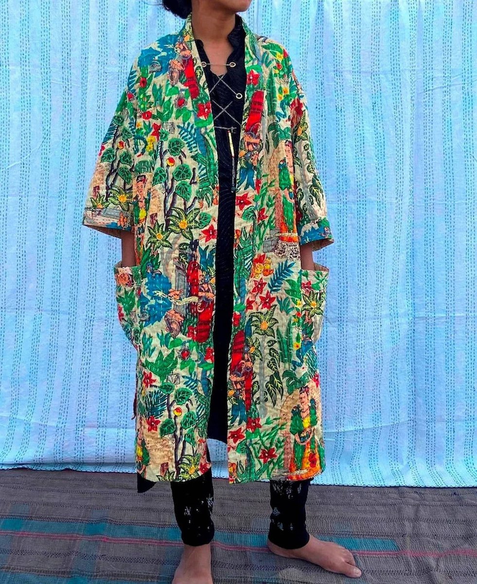 JayMataDiShop1's tweet photo. Excited to share the latest addition to my #etsy shop: Indian Frida Kantha Kimono Jacket, Japanese Kimono, Style Kantha Robe, Winter Jacket, Cotton Kantha Coat, Jacket For women https://t.co/r9pntoe1XI #wedding #easter #onesize #floral #bohohippie #belt #no #yes #overc https://t.co/di8HTsxIcc