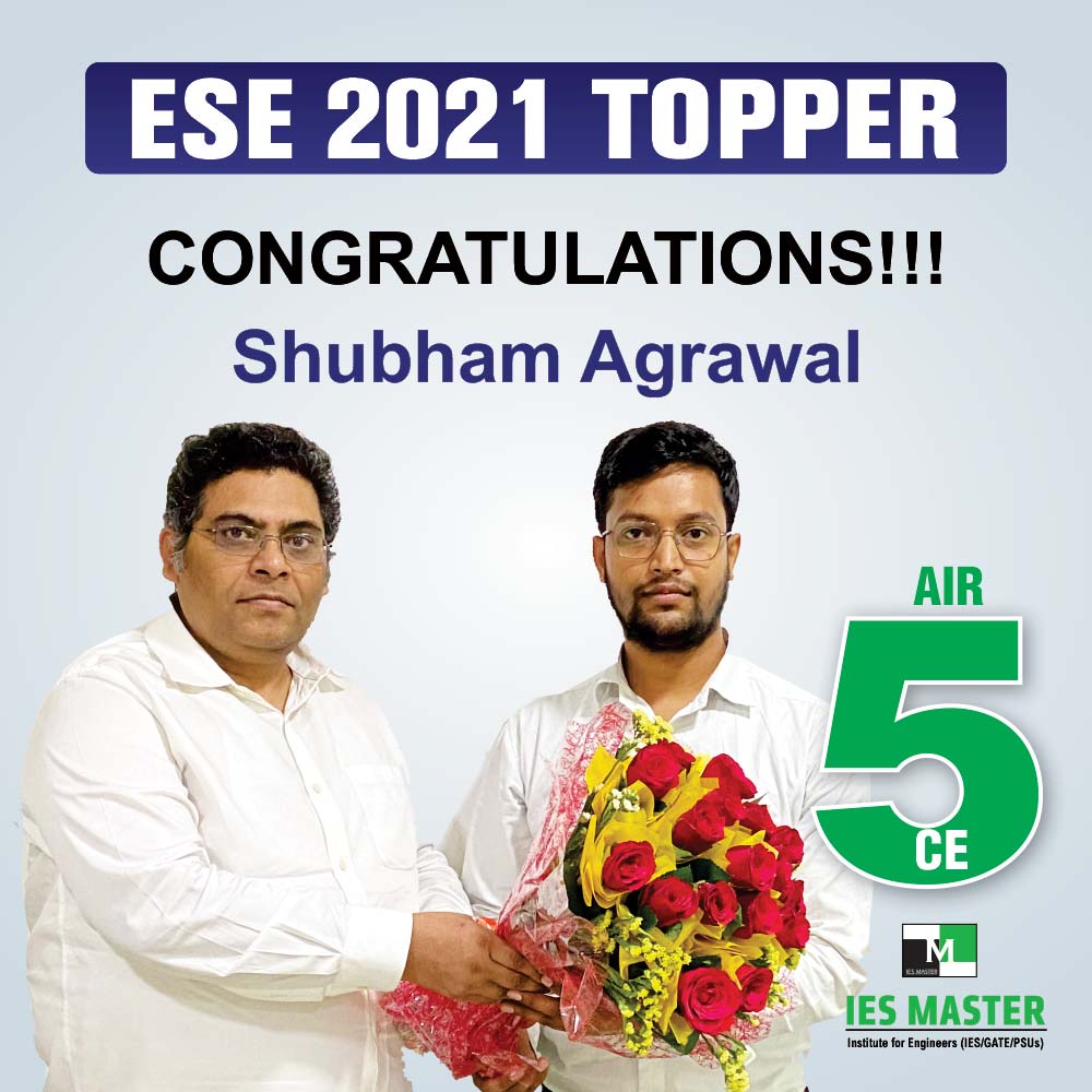 ies_master's tweet photo. Congratulations Shubham Agrawal for securing All India Rank-05 in ESE 2021. #ESE2021Topper #ESE2021Rankers #ESE #UPSC #ESE2021Result #IESMaster https://t.co/7HWowm0tPd