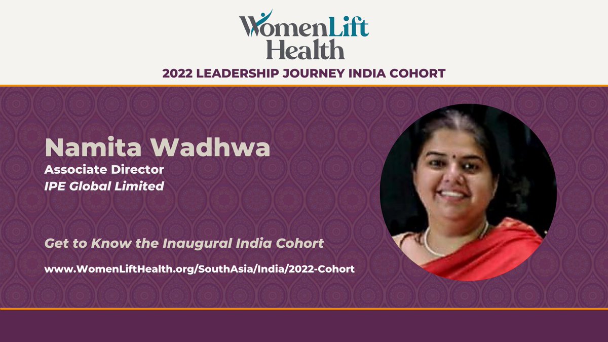 IPE Global Limited (@ipeglobal) on Twitter photo Congrats Namita Wadhwa on being selected for <a href="/womenlifthealth/">WomenLift Health</a>'s 2022 India Leadership Journey, a program designed to give talented women leaders in global health the tools, mentorship & coaching support to help expand their power & influence. Congrats Namita Wadhwa on being selected for <a href="/womenlifthealth/">WomenLift Health</a>'s 2022 India Leadership Journey, a program designed to give talented women leaders in global health the tools, mentorship & coaching support to help expand their power & influence.
