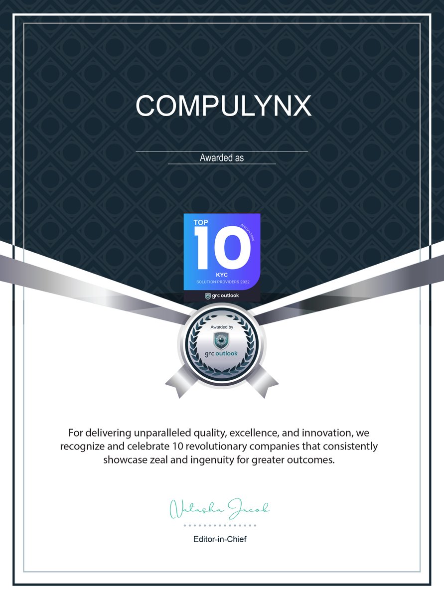 CompulynxLtd's tweet photo. We at @CompulynxLtd are grateful that our impactful work of Create Equal Opportunities in Africa through #digitalidentity is speaking for itself &amp; being recognized by the industry. Thank you @GrcOutlook for ranking #COMPAS among the Top 10 Innovators in Digital ID &amp; KYC Solution https://t.co/jn4UKO8sbz