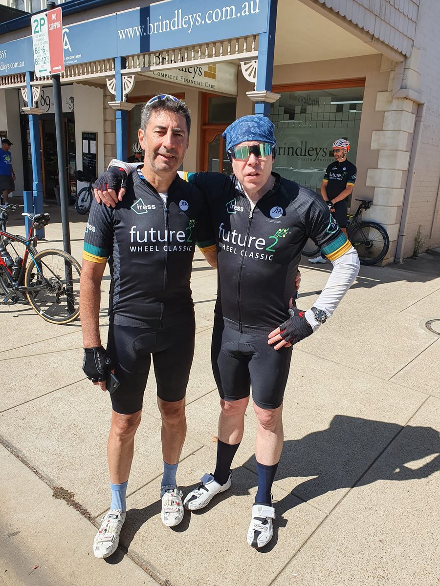 Future2Foundn's tweet photo. Stephen Binks and Craig Phillips are glad to be in Bathurst after riding 202km with a few big hills along the way! Special thanks to @Iress our silver partner for the Future2 Wheel Classic.
#future2 #future2wheelclassic https://t.co/MDR2FcrOPH