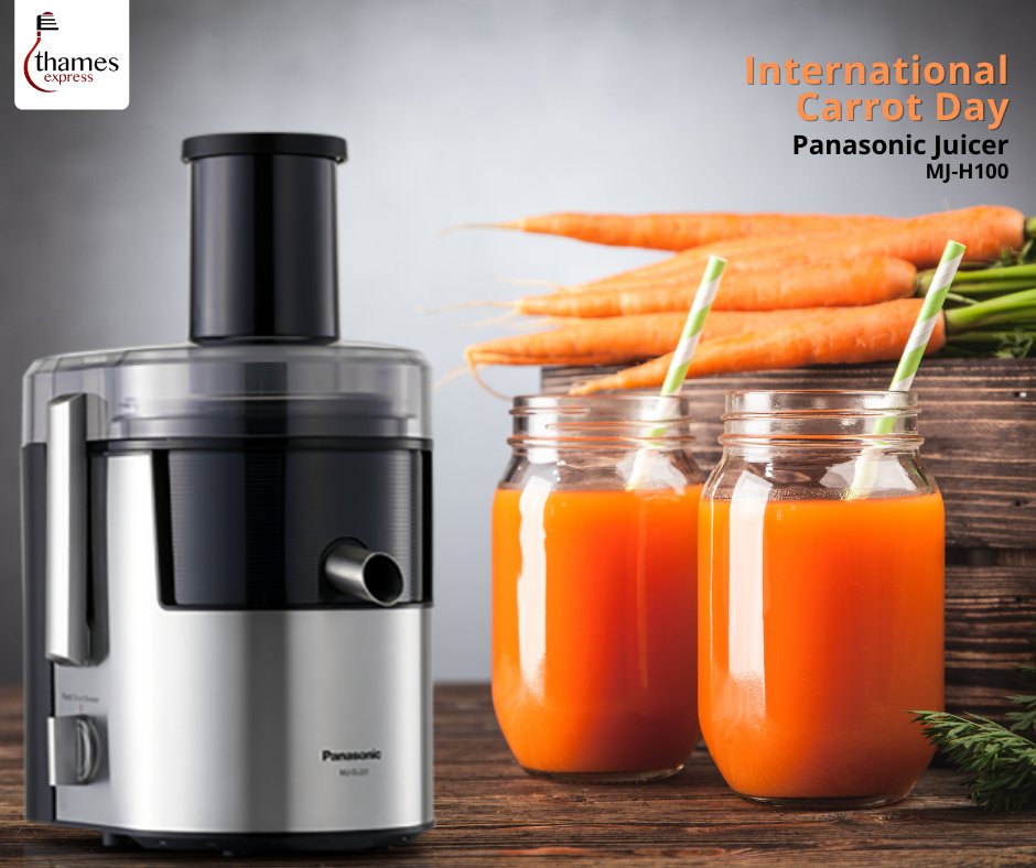 International Carrot Day. Did you know drinking carrot juice helps to boost immunity and improve eye and skin health? Make your carrot juice today using Panasonic Juicer #ThamesExpress #Panasonic #Juicer #LiveWell