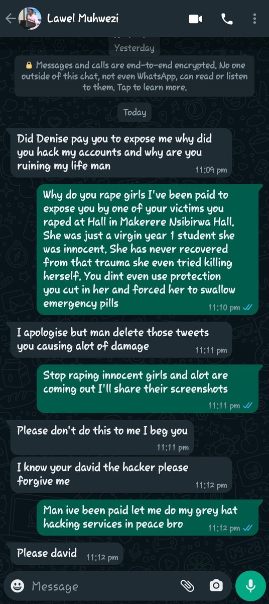 <a href="/MutonyiPatricia/">Ms.Mutonyi❤️</a> <a href="/Lawelmuhwezi/">Muhwezi Lawel the rapist</a> <a href="/juscloedenise/">Mukyala Lyn❤</a> Dude raped some girls got away with it now they paid some hackers to get into his account simple
