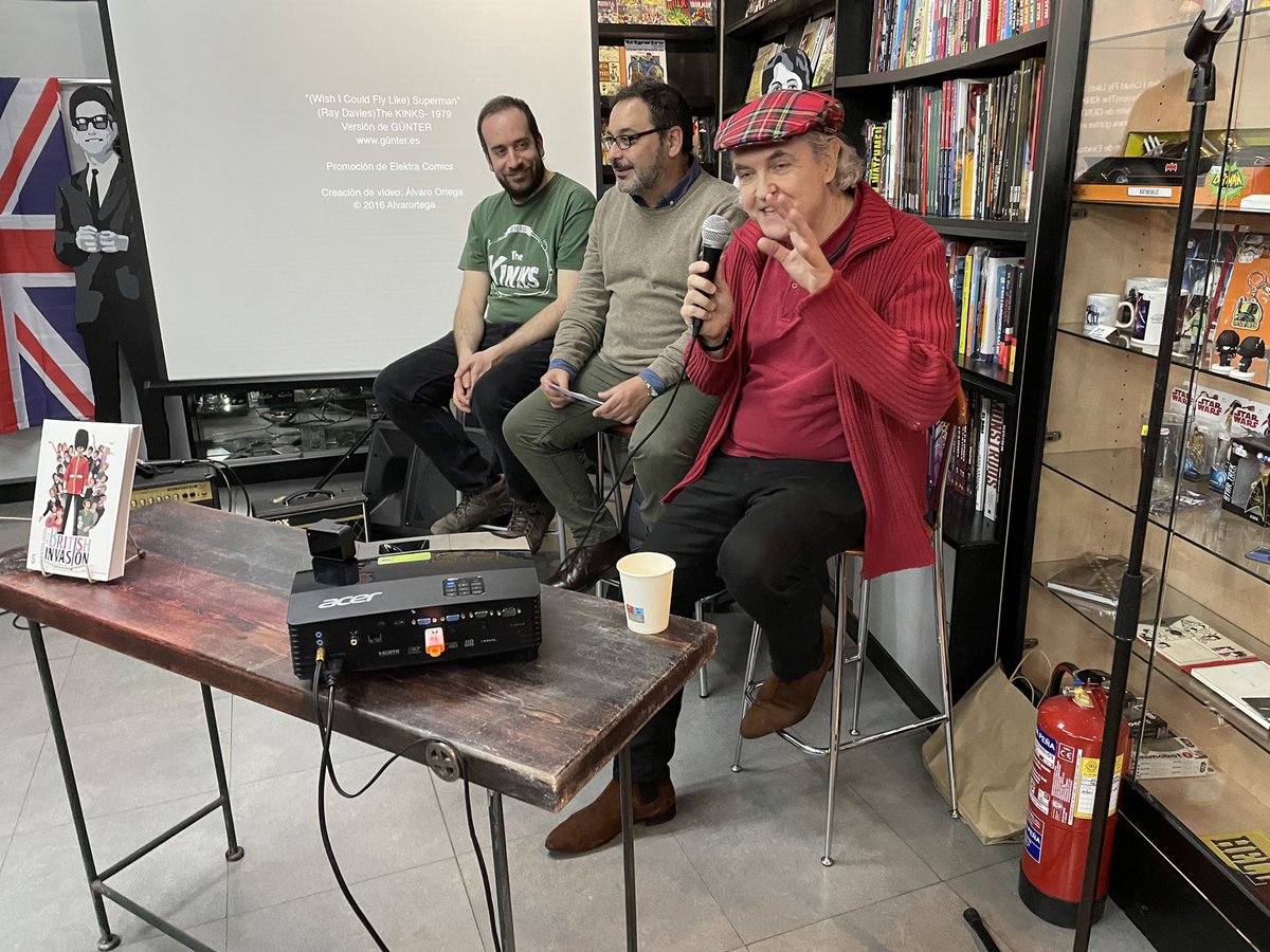ALVAR0RTEGA's tweet photo. Presentación de la Antología British Invasion. En @Elektra_Comic con @soyrosco @GermanSalto @silexediciones  @platademontero https://t.co/K0wKDlfh8Y