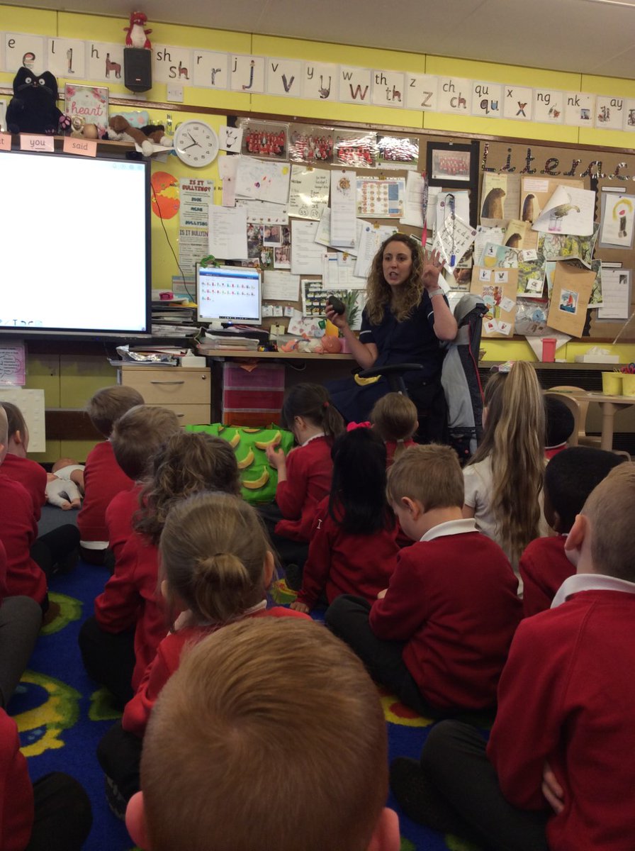 goodyers_end's tweet photo. Reception had a special visitor for #STEMWeek! We learnt how to measure baby’s heads, we made stethoscopes and made our own hospital wristbands. We wrote questions to Sarah asking things like: how many babies have you looked after? What job do you think Sarah has? #ReceptionTweet https://t.co/bdhZKtoalr