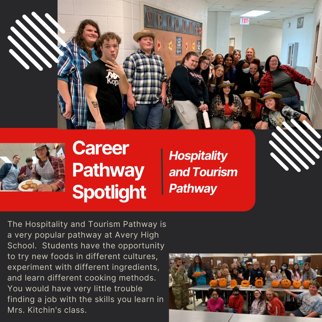 There are many opportunities for students to explore Hospitality and Tourism in our schools and there is no shortage of employment opportunities for those looking for work.  Thank you Mrs. Kitchin for all you do for our students and school. #CTEforNC #AveryCTE