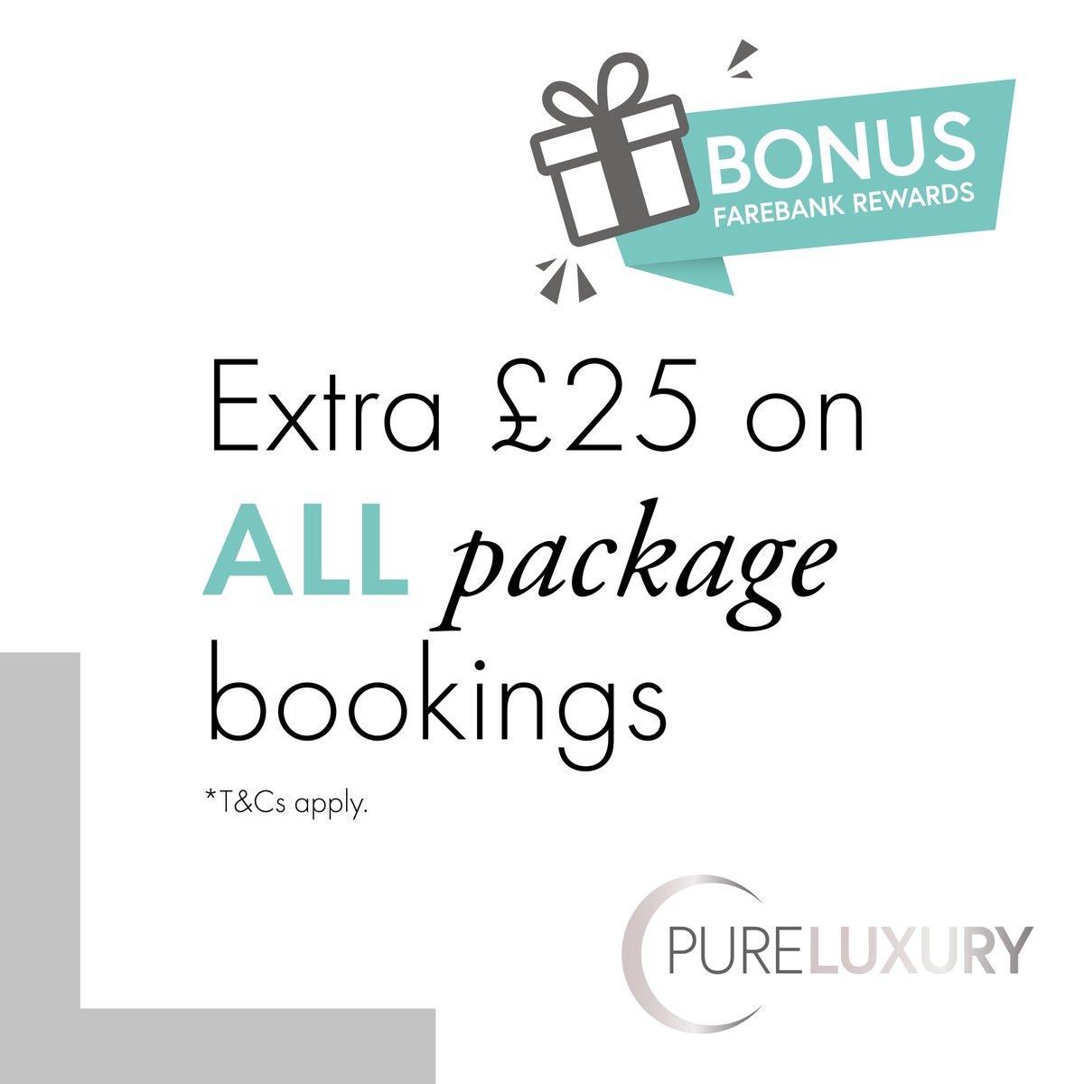 Valid on new package bookings made with Pure Luxury between 01 - 30 April 2022 ✨💷🤩

bit.ly/3J5xKFN