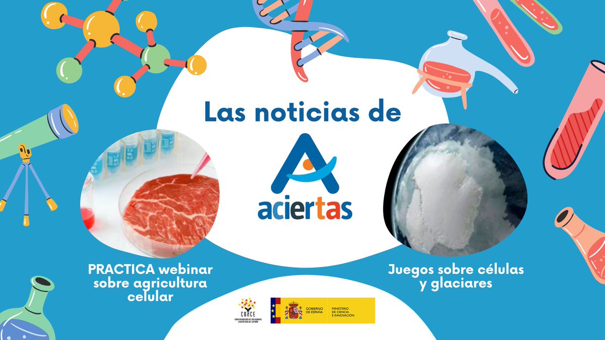 AciertasRed's tweet photo. ¡Esta semana en las noticias de ACIERTAS @COSCEorg os traemos nuevos recursos y experiencias para el aula!
🧫Mañana, nuevo PRACTICA webinar sobre agricultura celular con Íñigo Charola.
⭕️Un Pasapalabra sobre estructuras celulares y retos sobre glaciares.
https://t.co/zIjhFZc81z https://t.co/0OJEMUlznt