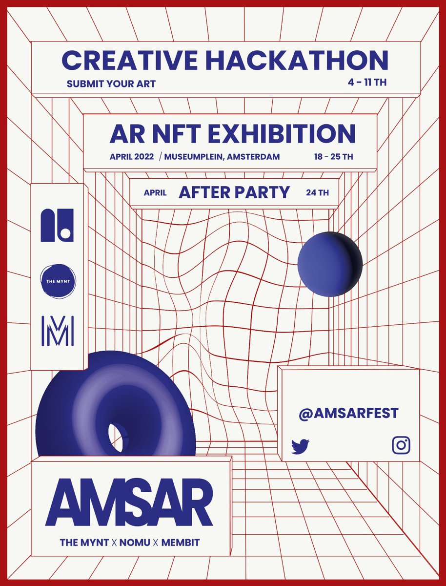 AmsarFest's tweet photo. #AMSARfest : AR NFT Exhibition
Our love for art, web3 and innovative technologies have led @nomulabs (Spain), @themyntlab and @MembitInc (New York) to meet in the Amsterdam to try to bring a glowing experience to the Web3 community and any curious mind looking for new adventures https://t.co/V5VPInGric