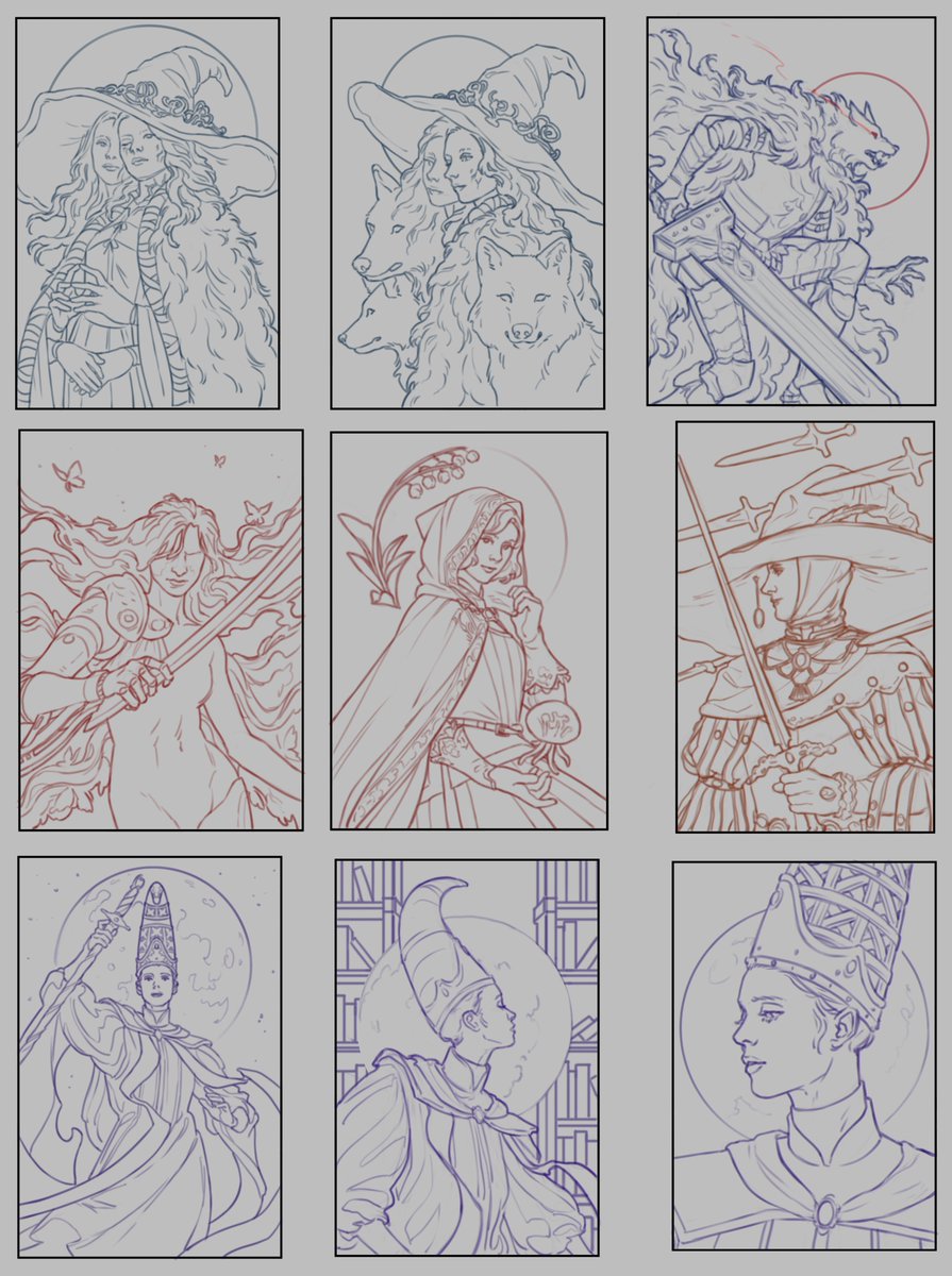 All of my Elden Ring sketches so far. It's gonna take forever to paint and finish them so I just wanted to share them at this stage 