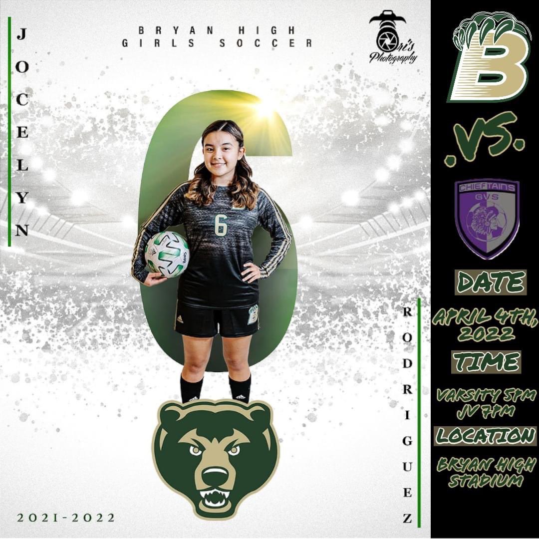Today Bryan High Girls Soccer take on Bellevue East. Come support and cheer the girls on! Senior Highlight is Jocelyn "JJ" Rodriguez. 
▪ Varsity x4 💯
▪️ 4 goals in 5 games 💯
▪️ Interest: nursing 👩‍⚕️
📸PC/Editing: Oris Photography