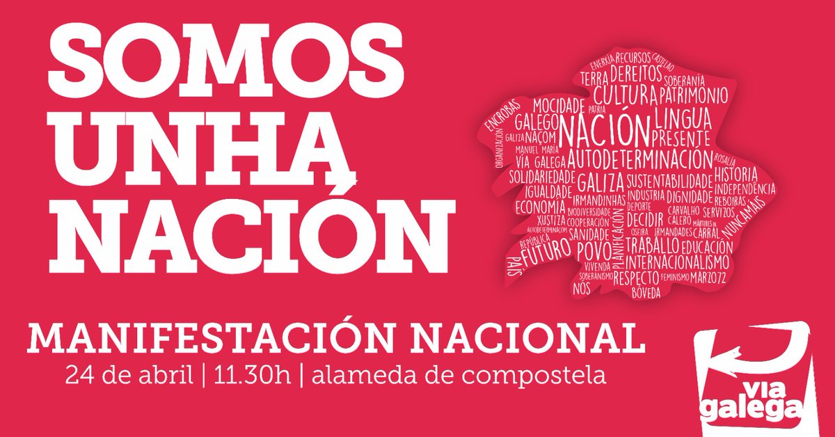viagalega's tweet photo. Anota na túa axenda📱. O próximo 24 de abril, agardámoste na manifestación: #SomosUnhaNación.

🗓️ Con saída ás 11:30 horas da alameda de Compostela.

Saber máis: https://t.co/vYTdAJIX1g https://t.co/RD0wHHYlCt