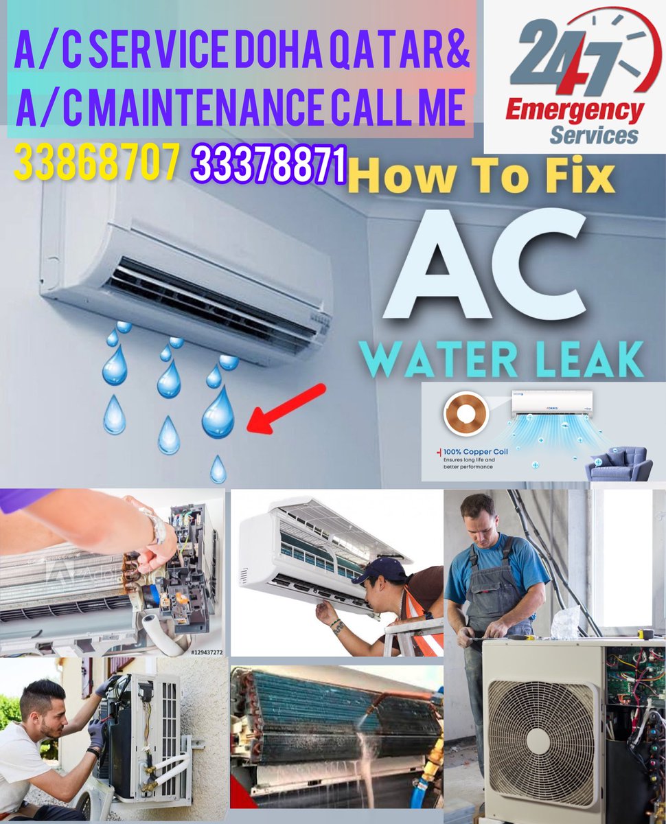 DohaHours's tweet image. We Doing A/C Fixing , A/C Services , A/C Selling , Gass Filling , Repairing , And A/C Cleaning
We Buye Used And Damage A/C 
We Are Doing Work Whole 🇶🇦QATAR 🇶🇦(Service ⏰24 Hours)
We Have UpTo 10 Years Experience in  A/C Section 
We Are Doing Work low Price
☎️ please call 33378871