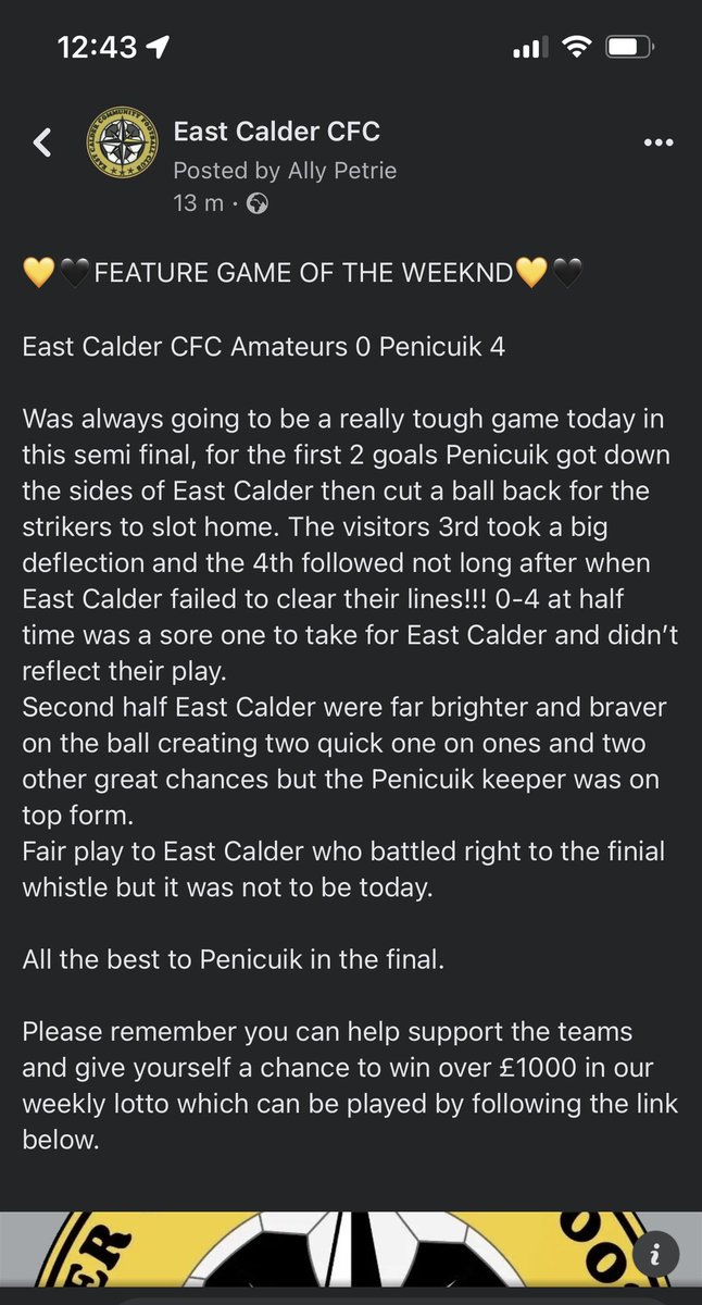 East Calder CFC tweet media