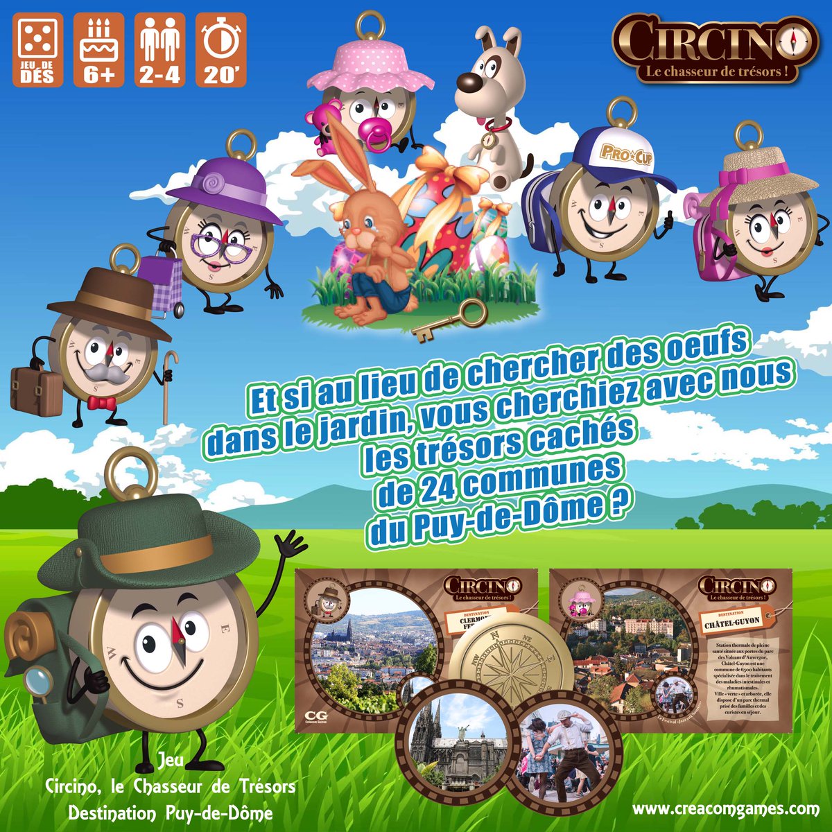 CreacomGames's tweet photo. Circino, le Chasseur de Trésors - Destination Puy-de-Dôme 🎲
https://t.co/o2cujHdxr4
#creacomgames #cadeau #pâques #63 #patrimoine #découverte #famille #jeudesociété #jeu 
@Departement63 https://t.co/rIPs9sPzye