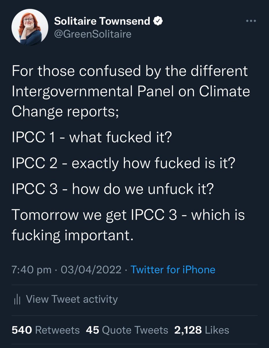 IPCC 3 report coming out.. #ipcc3 #unfucking is the new planning.