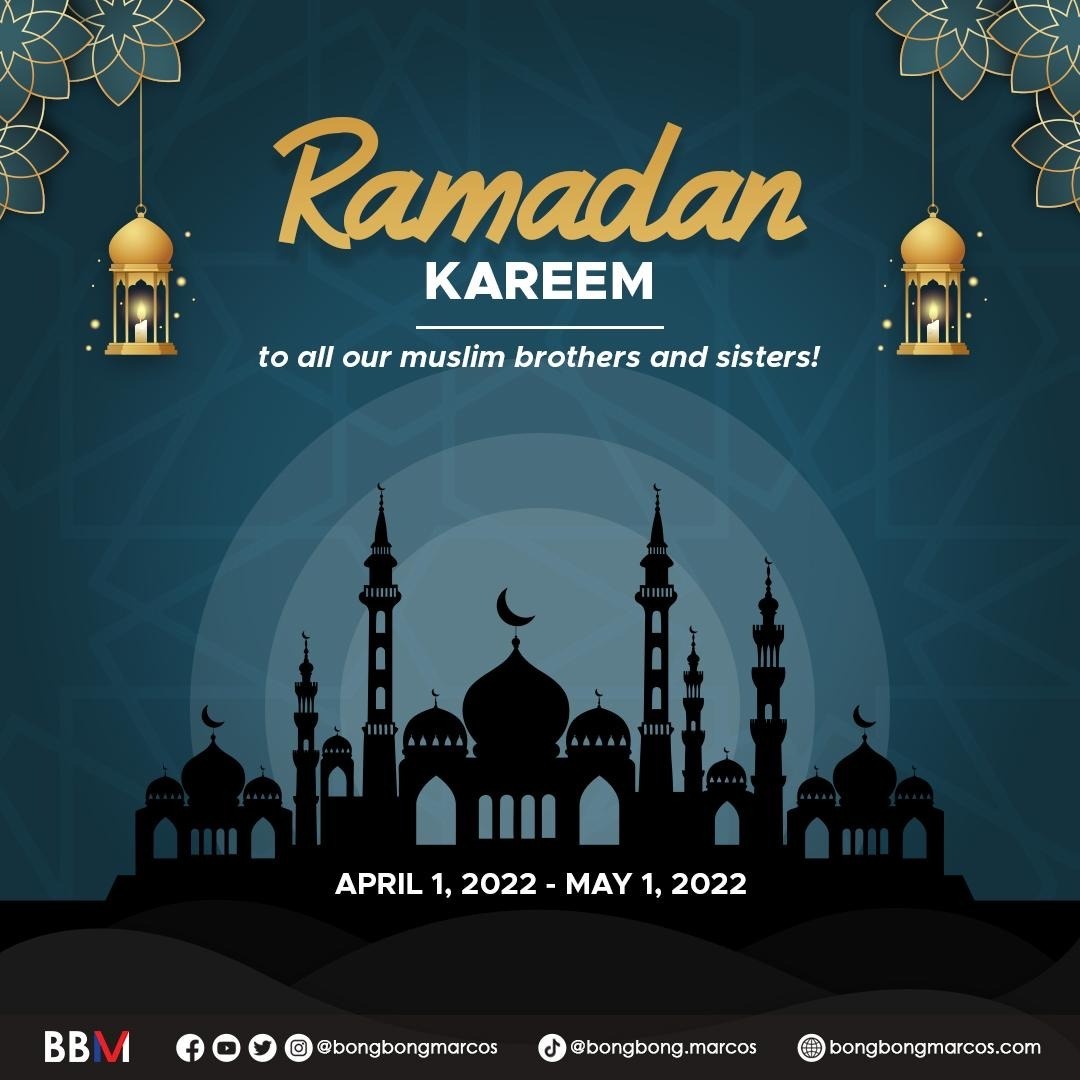 Sa pag-uumpisa ng buwan ng Ramadan, dalangin ko ang kapayapaan at kasaganahan sa ating lahat lalo na sa ating mga kapatid na Muslim.

Ramadan Mubarak!