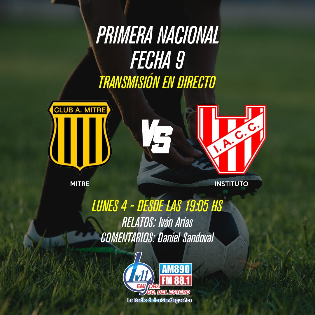 #RadioLV11 | 🥅Tras igualar 1-1, ¡Mitre (SE) enfrenta a Instituto buscando salir del fondo!✊

¡Viví el minuto a minuto del partido con la radio de los santiagueños! 😉

AM 890 - FM 88.1 📻