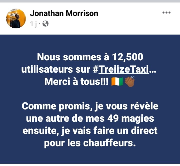 O_oweilK's tweet photo. TREIIZE TAXI : L'APPLICATION DE JONATHAN BOULVERSE DEJA LE MILIEU DU TRANSPORT ABIDJANAIS!
Lancée le 30 mars, #TreiizeTaxi l'application révolutionnaire de #JonathanMorrisson dans le milieu du transport abidjanais atteint +de 12 500 utilisateurs. #Yango se revise! Bravo ! #CIV225 https://t.co/wwciYAW4QH